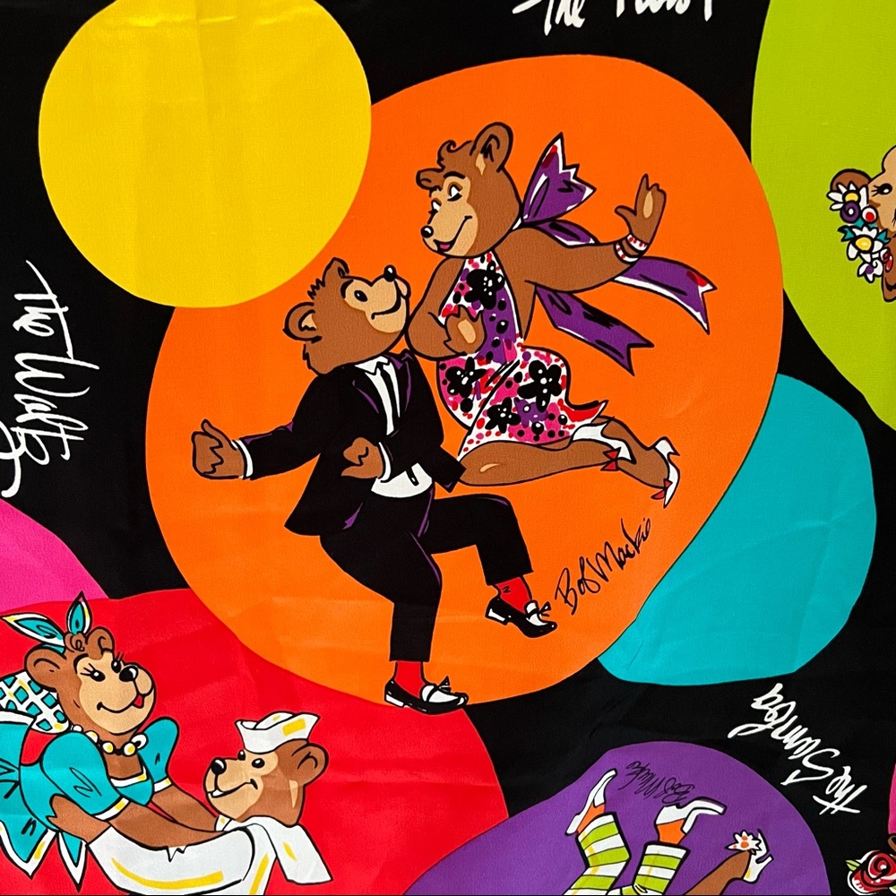 💜 Best Price Ever! Original Bob Mackie Wearable Art Dancing Bears 100% Silk - Picture 7 of 13